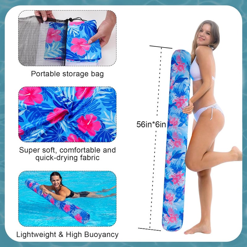 Brmoka Inflatable Swimming Pool Noodle, 2 Pack Soft Fabric Quick Drying Covered Large Pool Floats Noodles, Premium Buoyancy Swim PoolFloats with Portable Storage Bag for Pool Party Toy - Image 4